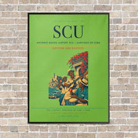 Thumbnail for Antonio Maceo Airport SCU — Santiago de Cuba vertical canvas print - framed - light green background