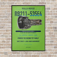 Thumbnail for RB211-535E4 vertical canvas print - framed - light green background