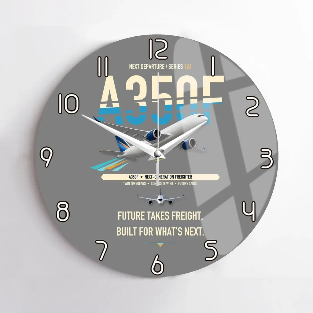 Airbus A350F design on gray no frame wall clock