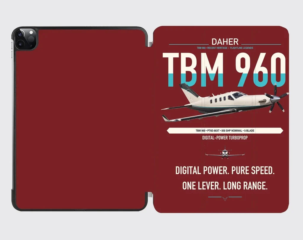 Daher TBM 960 design on dark red ipad tablet case