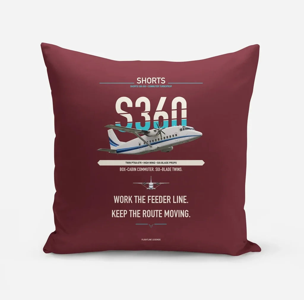 Shorts 360-300 design on dark red pillow