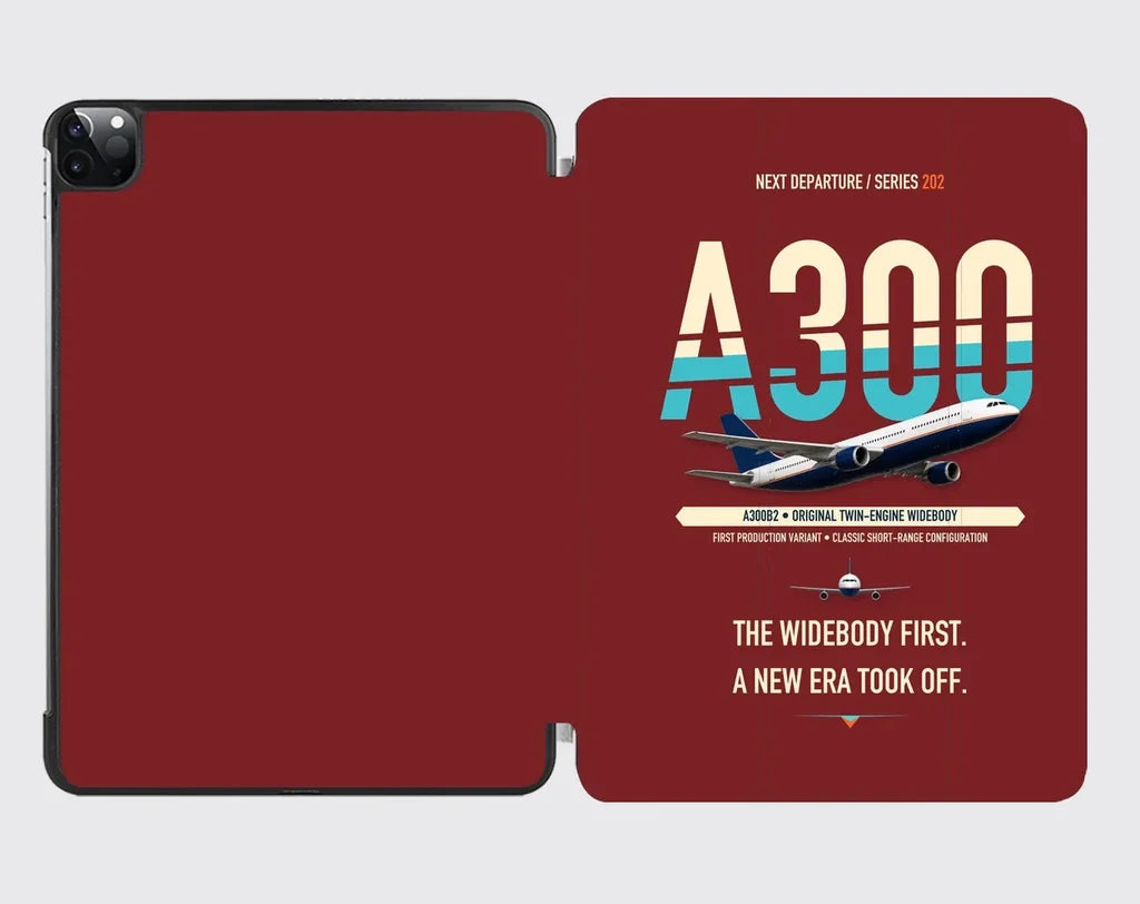 Airbus A300B2 design on dark red ipad tablet case