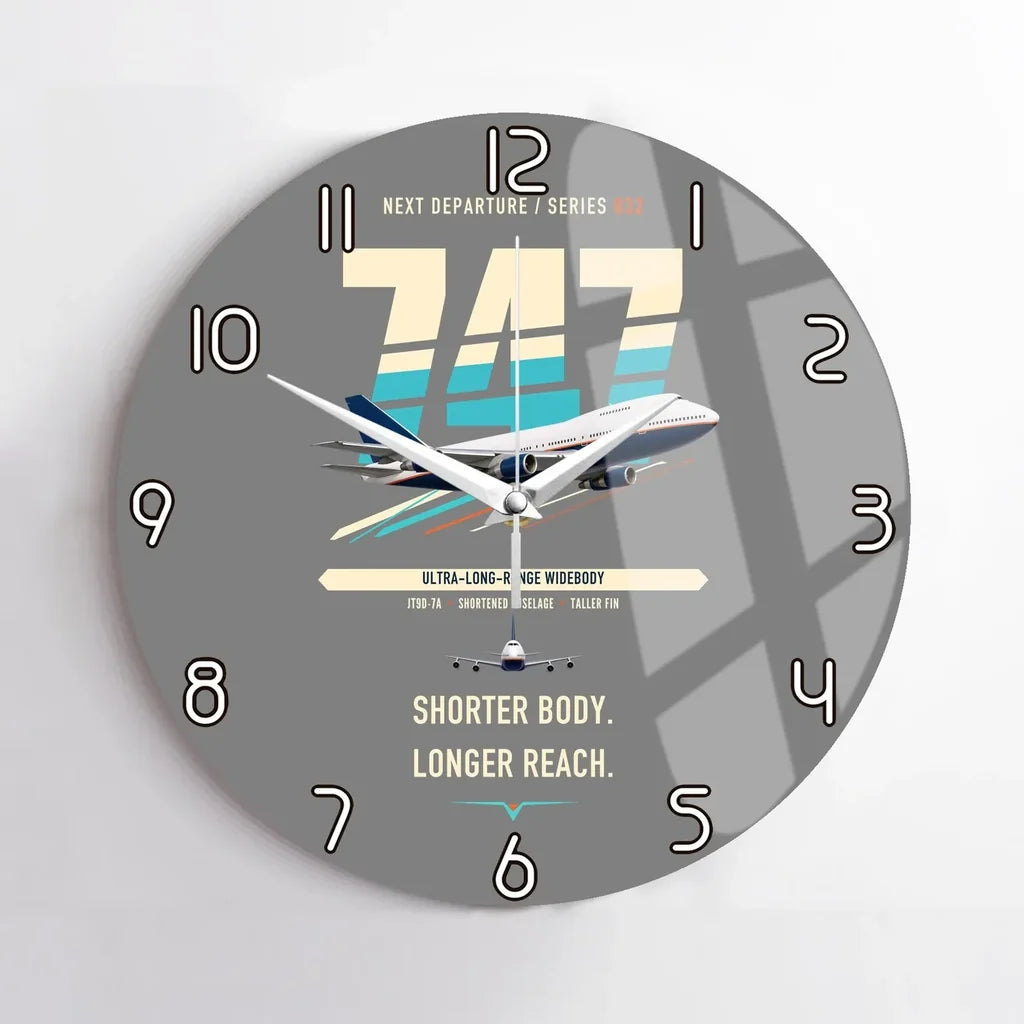 Boeing 747SP design on gray no frame wall clock