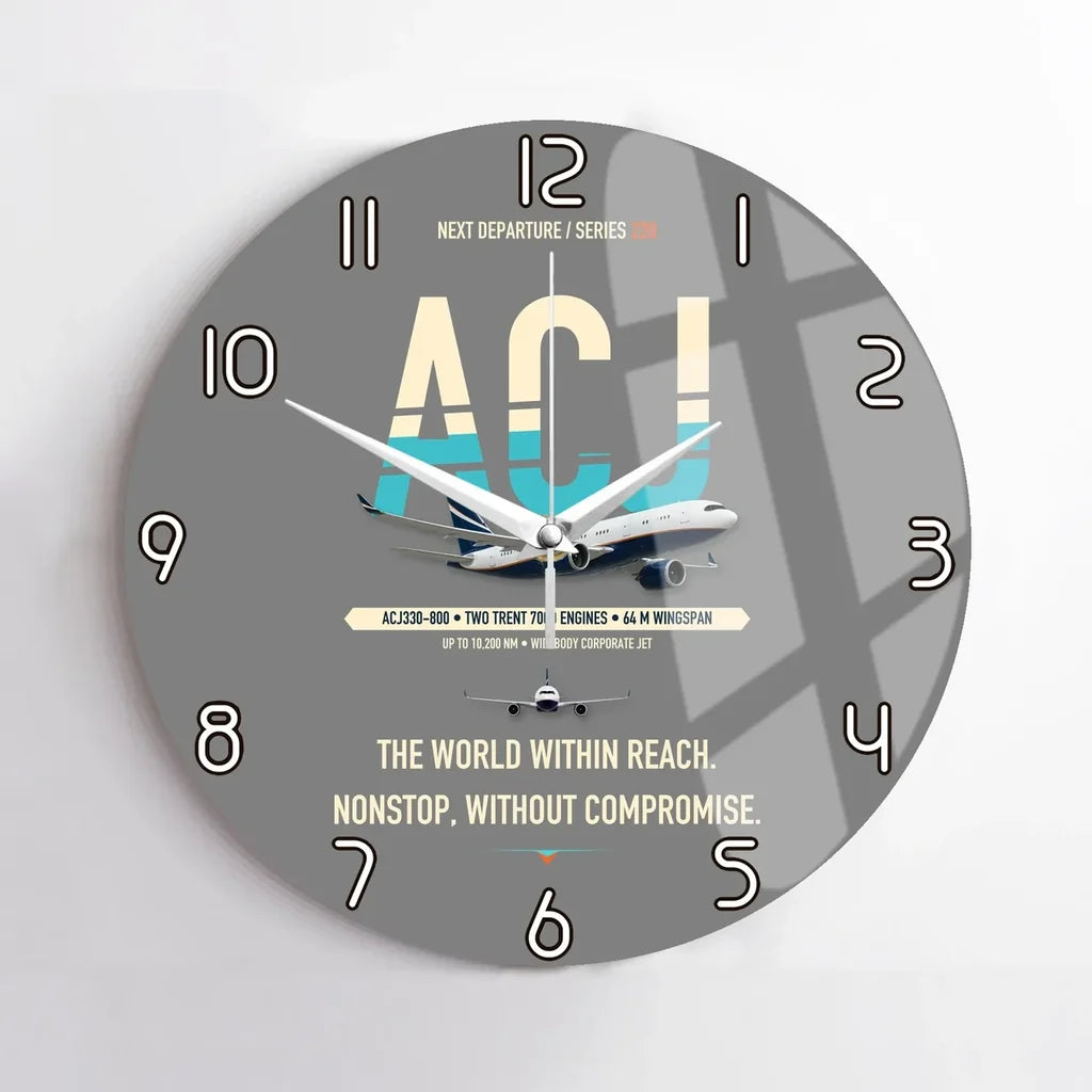 Airbus ACJ330neo / exact ACJ330-800 design on gray no frame wall clock