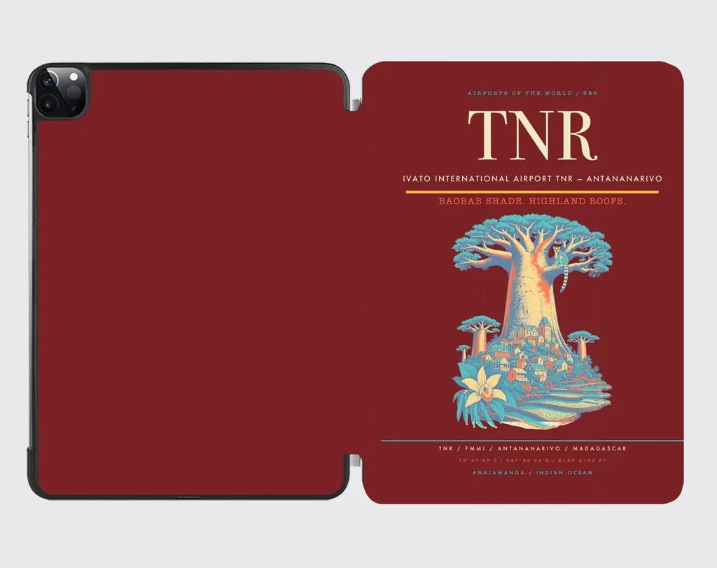 Ivato International Airport (TNR) design on dark red ipad tablet case