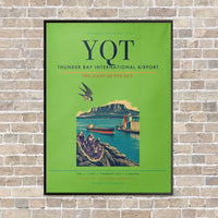 Thumbnail for Thunder Bay International Airport YQT vertical canvas print - framed - light green background