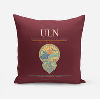Thumbnail for Chinggis Khaan International Airport (ULN) design on dark red pillow