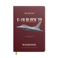 Thumbnail for F-16 Block 70 The Falcon Evolves design on dark red notebook