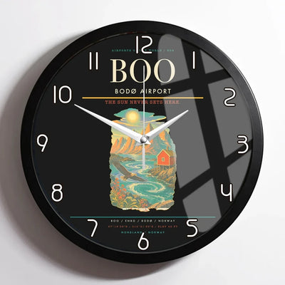 Bod Airport BOO Wall-Clock Framed - Black