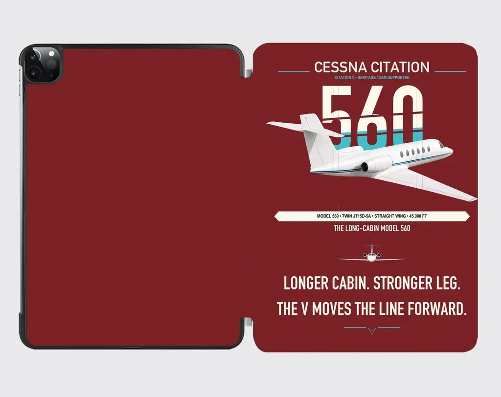 Cessna Citation 560 - Citation V design on dark red ipad tablet case