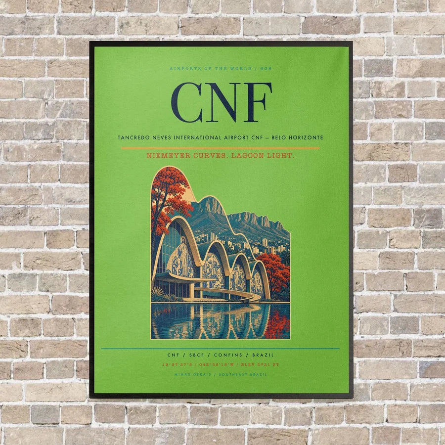 Tancredo Neves International Airport CNF — Belo Horizonte vertical canvas print - framed - light green background