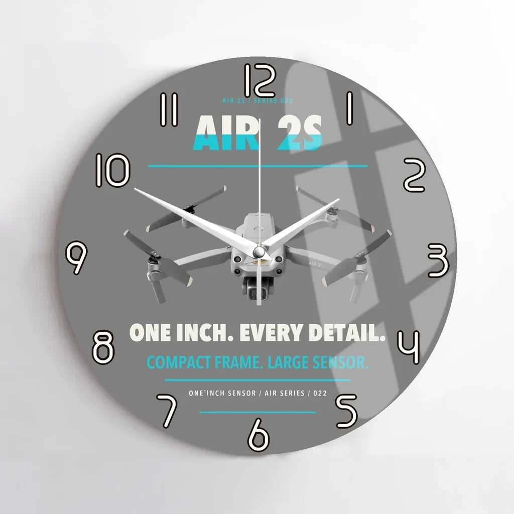 DJI Air 2S design on gray no frame wall clock