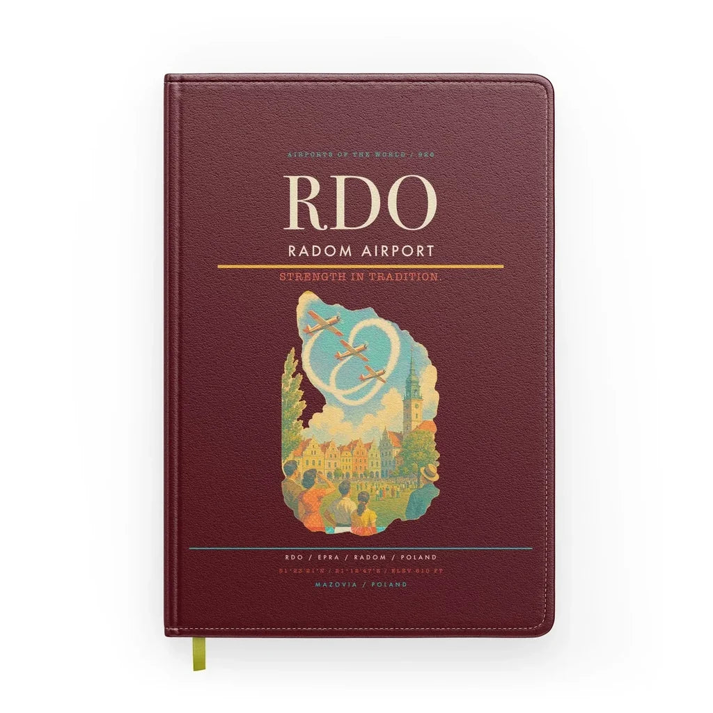 Radom Airport (RDO) design on dark red notebook