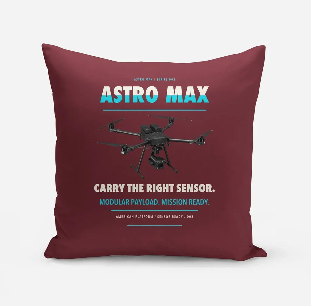Freefly Astro Max design on dark red pillow