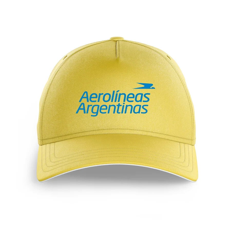 Aerolineas Argentina logo printed on yellow cap