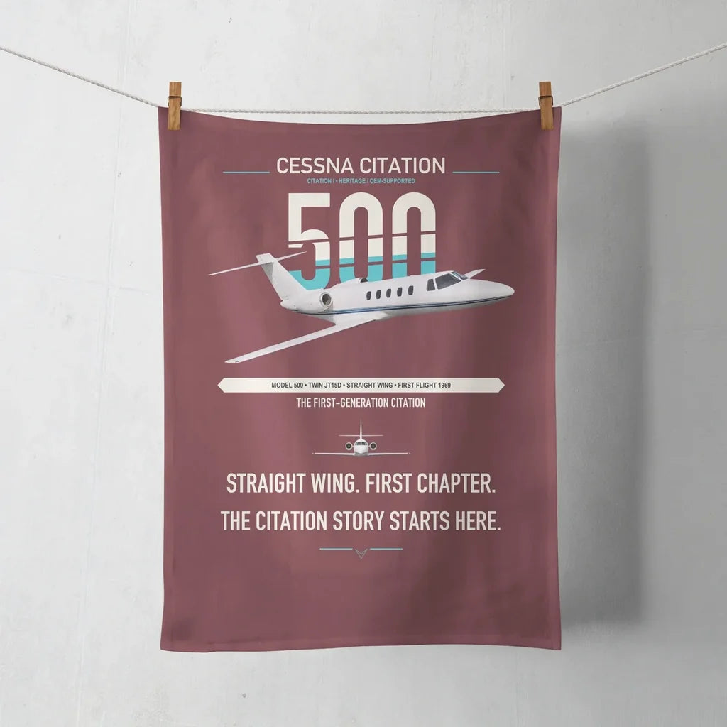 Cessna Citation 500 - Citation I design on dark red towel