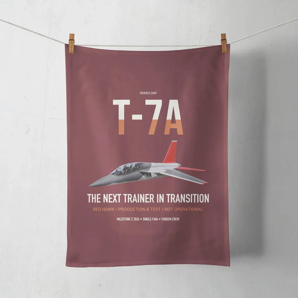 T-7A Red Hawk design on dark red towel
