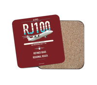 Thumbnail for Avro RJ100 design on dark red 1 piece coaster