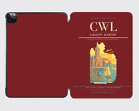 Thumbnail for Cardiff Airport (CWL) design on dark red ipad tablet case