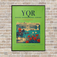 Thumbnail for Regina International Airport YQR vertical canvas print - framed - light green background