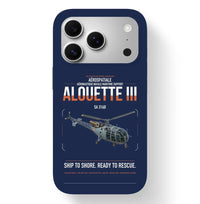 Thumbnail for Aérospatiale SA 316B Alouette III design on navy blue magsafe iphone case, for iPhone 17 Pro