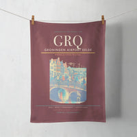 Thumbnail for Groningen Airport Eelde (GRQ) design on dark red towel