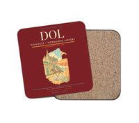 Thumbnail for Deauville – Normandie Airport (DOL) design on dark red 1 piece coaster