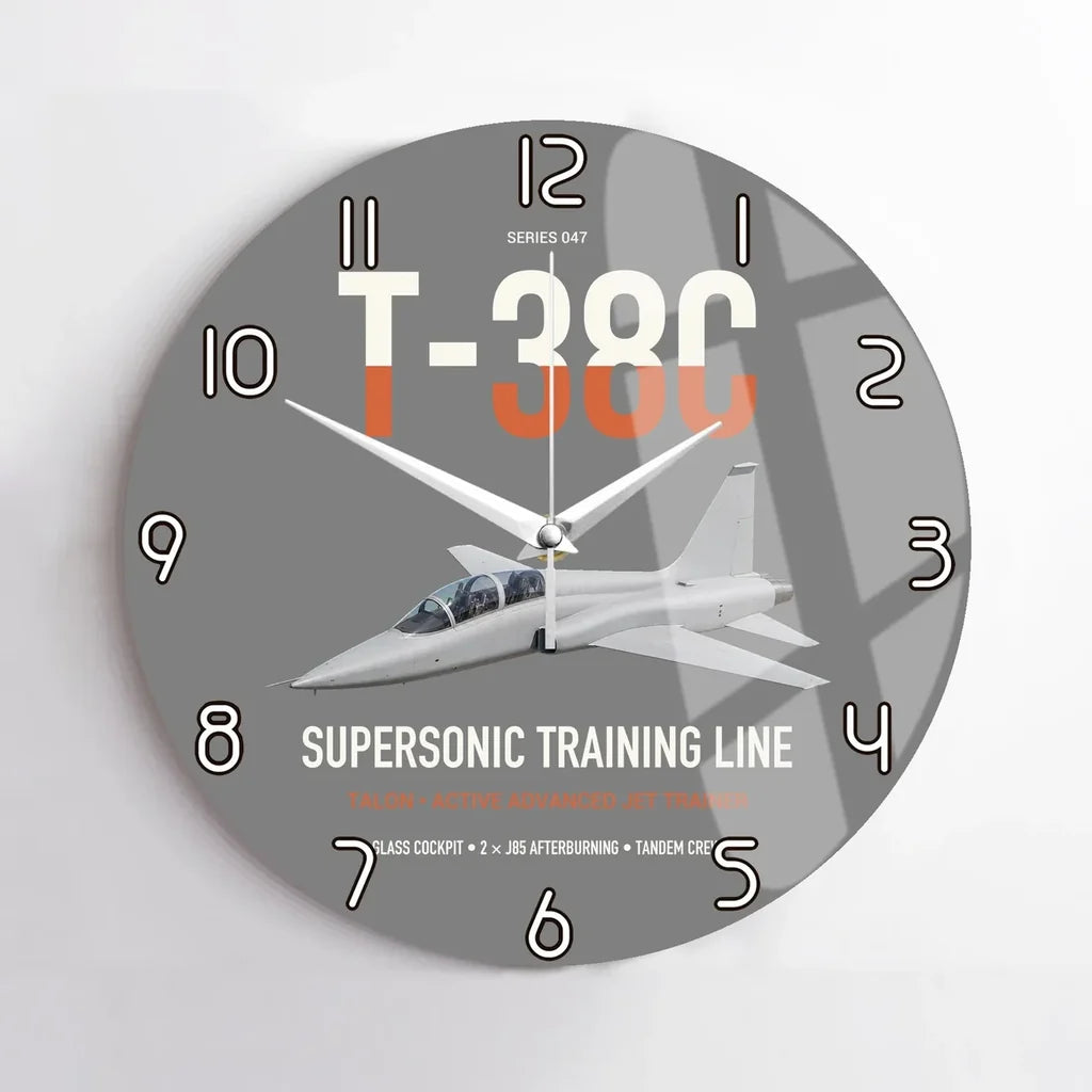 T-38C Talon design on gray no frame wall clock