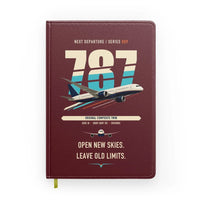 Thumbnail for Boeing 787-8 Dreamliner design on dark red notebook