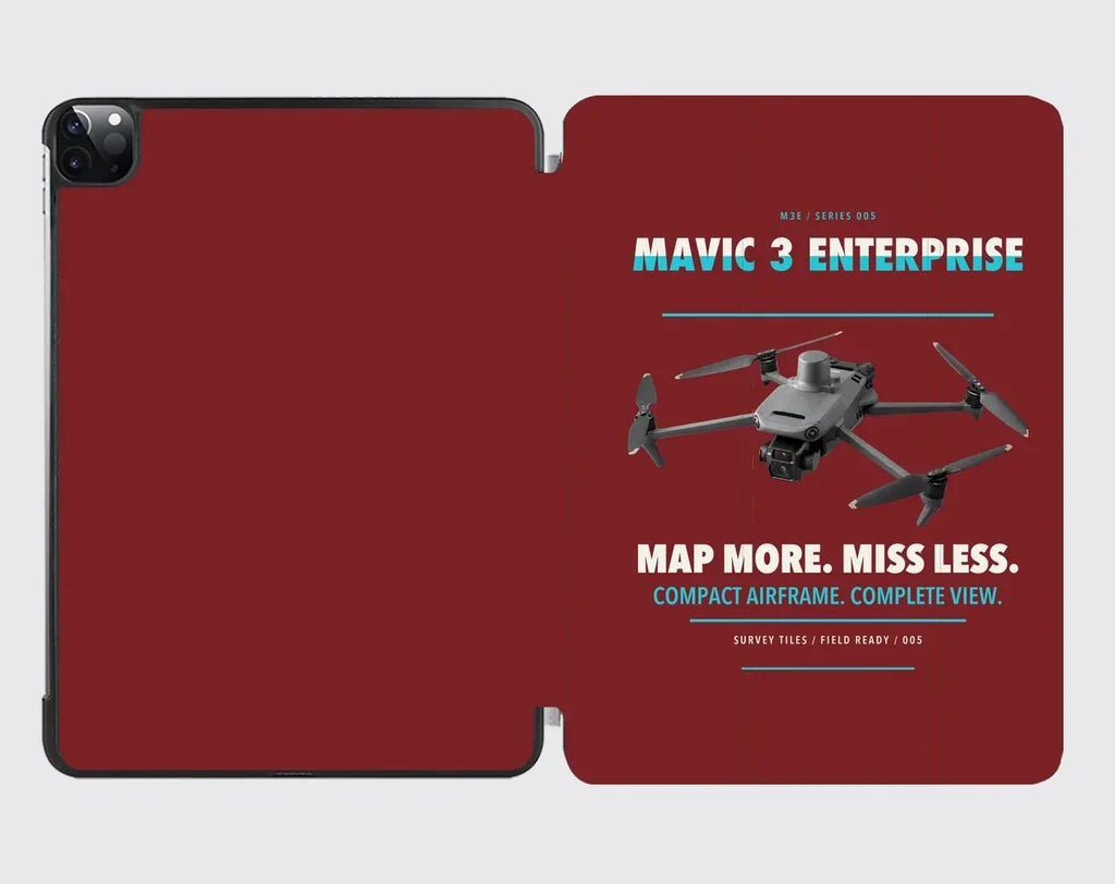 DJI Mavic 3 Enterprise design on dark red ipad tablet case