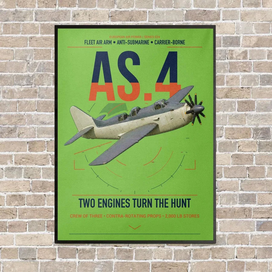 Fairey Gannet AS.4 vertical canvas print - framed - light green background