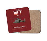 Thumbnail for Kawasaki OH-1 design on dark red 1 piece coaster