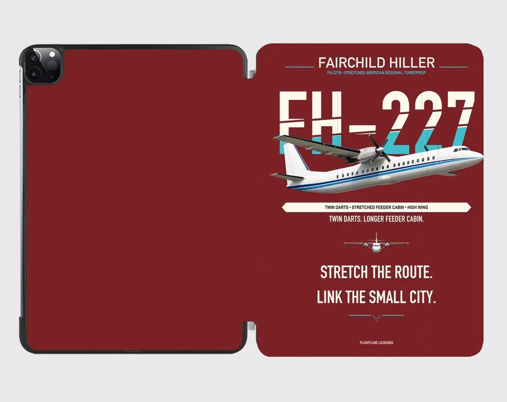 Fairchild Hiller FH-227B design on dark red ipad tablet case