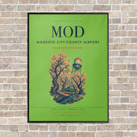 Thumbnail for Modesto City-County Airport MOD vertical canvas print - framed - light green background