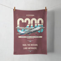 Thumbnail for Cessna 208 Caravan design on dark red towel