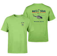 Thumbnail for Bell 205A-1++ design on light green t-shirt, double-side print