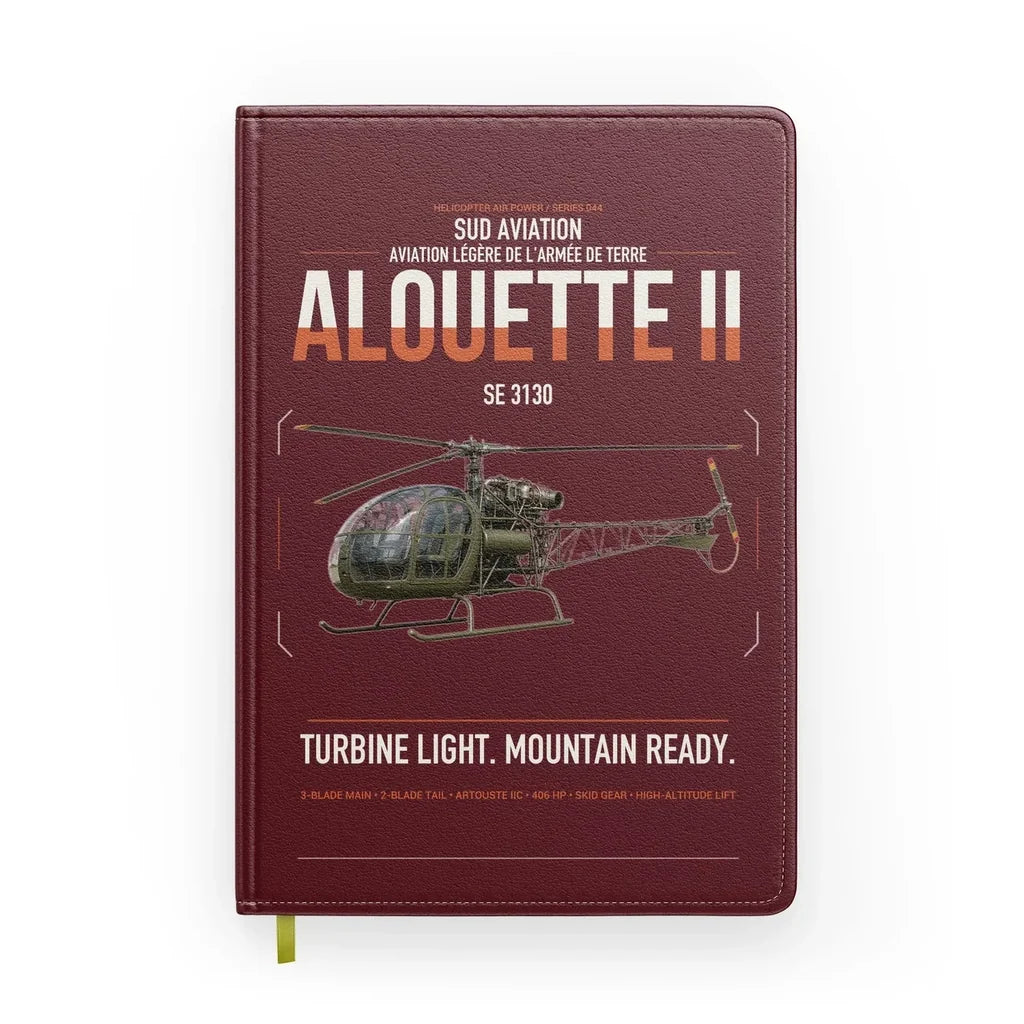 Sud Aviation SE 3130 Alouette II design on dark red notebook
