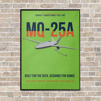 Thumbnail for MQ-25A STINGRAY vertical canvas print - framed - light green background