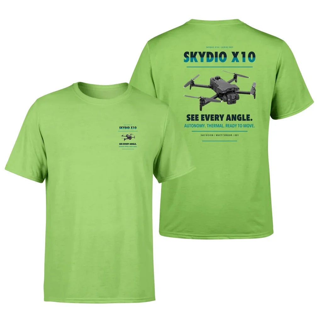 Skydio X10 design on light green t shirt