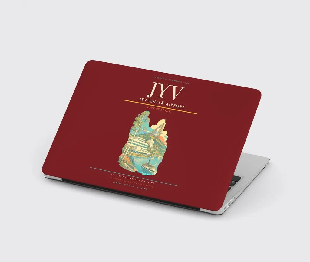 Jyväskylä Airport (JYV) design on dark red MacBook case