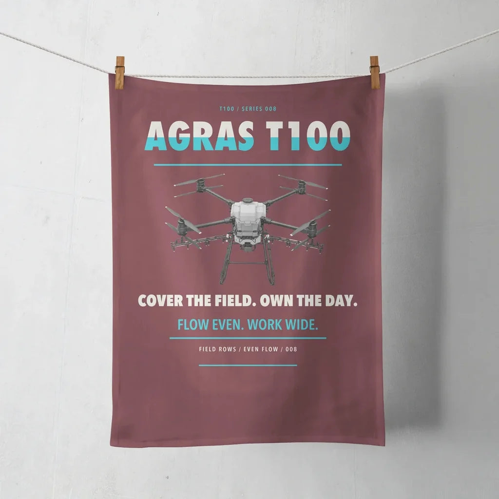 DJI Agras T100 design on dark red towel