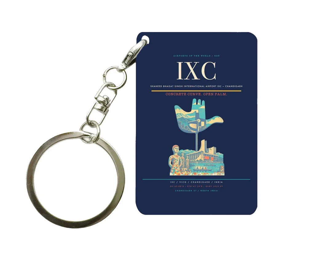 Shaheed Bhagat Singh International Airport IXC — Chandigarh Key Chain design on navy blue key chain