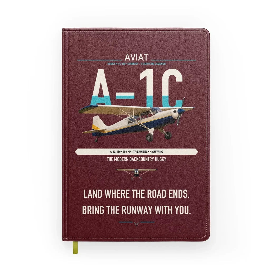Aviat Husky A-1C-180 design on dark red notebook