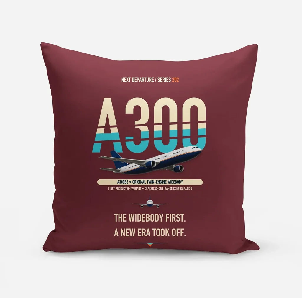 Airbus A300B2 design on dark red pillow