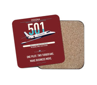 Thumbnail for Cessna 501 Citation I SP design on dark red 1 piece coaster
