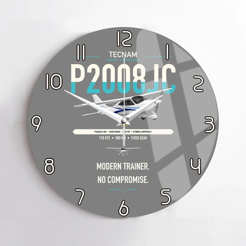 Tecnam P2008JC NG design on gray no frame wall clock