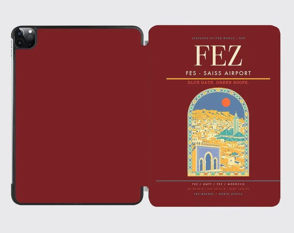 Fes (FEZ) design on dark red ipad tablet case