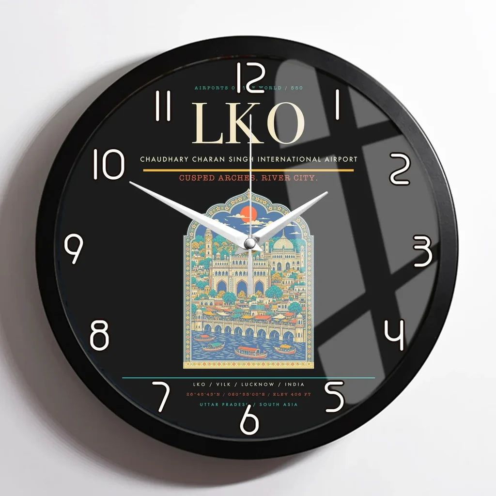 Chaudhary Charan Singh International Airport LKO Wall-Clock Framed - Black