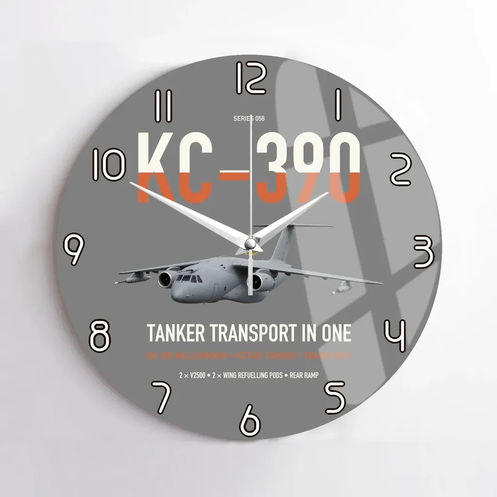 Embraer KC-390 Millennium design on gray no frame wall clock