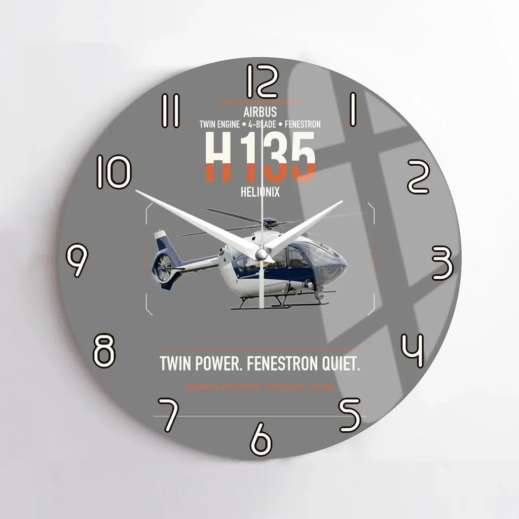 Airbus H135 design on gray no frame wall clock